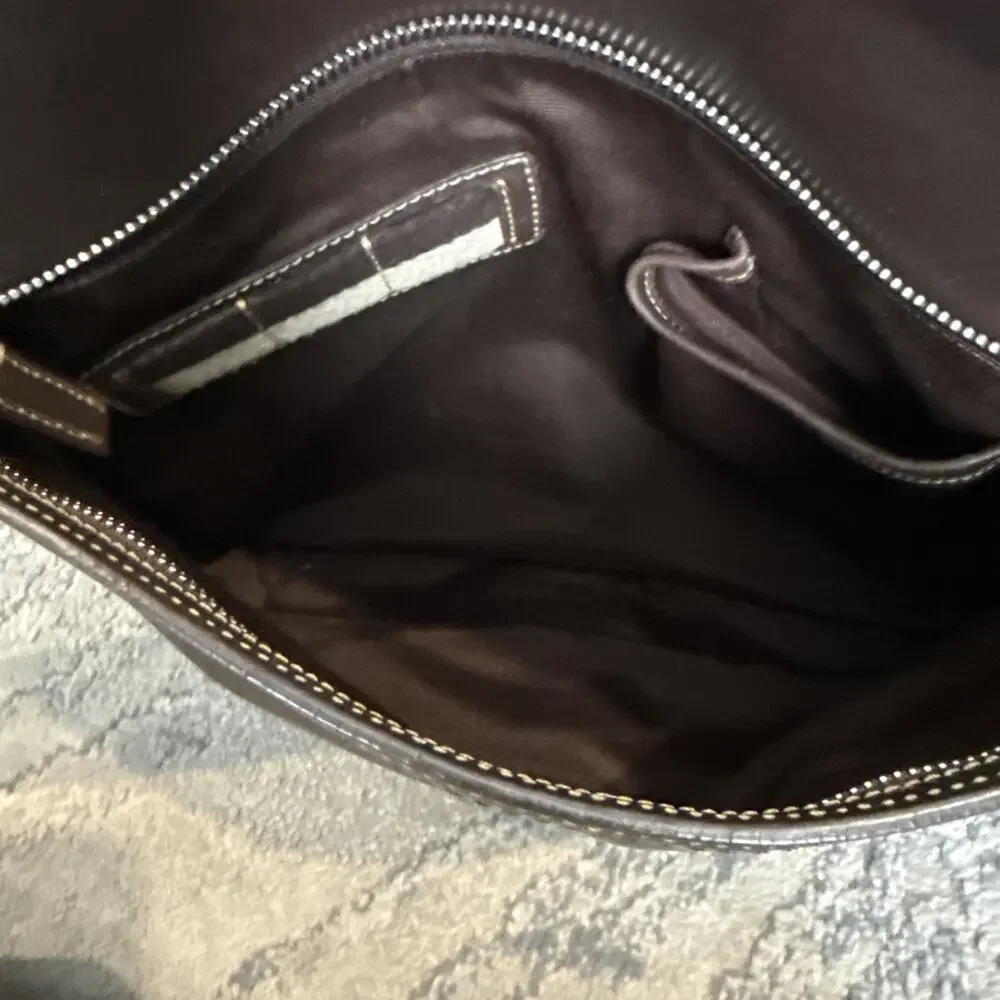 Coach #05A02 Leatherware Messenger Crossbody Dark Brown Laptop Bag X